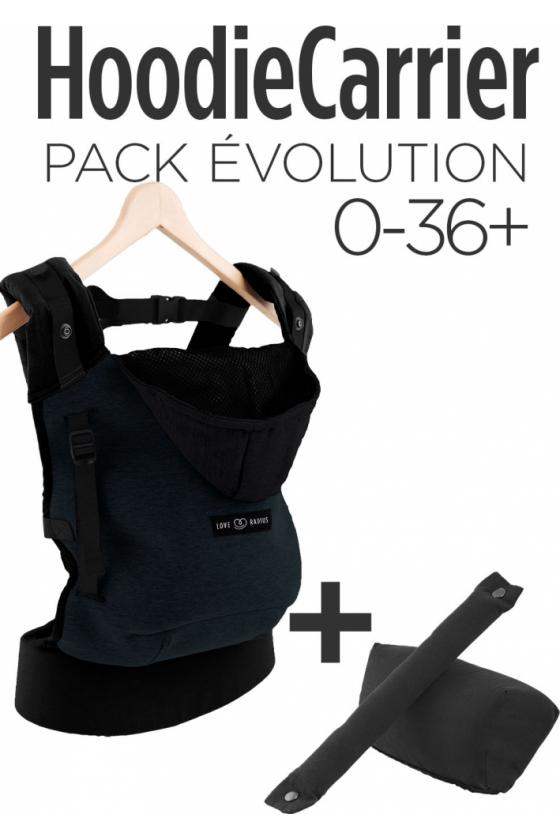 Hoodie Carrier noir avec pack extension naissance