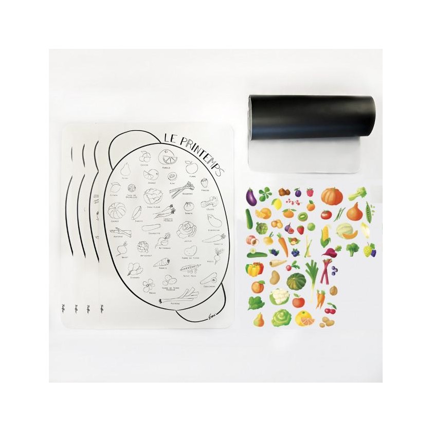 Kit Tableau rectangle + calendrier fruits et légumes de saison
