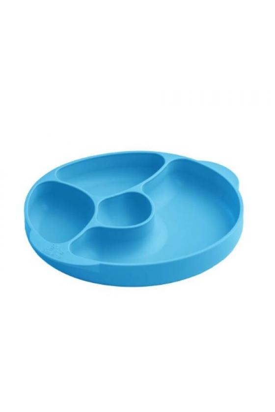 Assiette compartimentée en silicone - Bleue