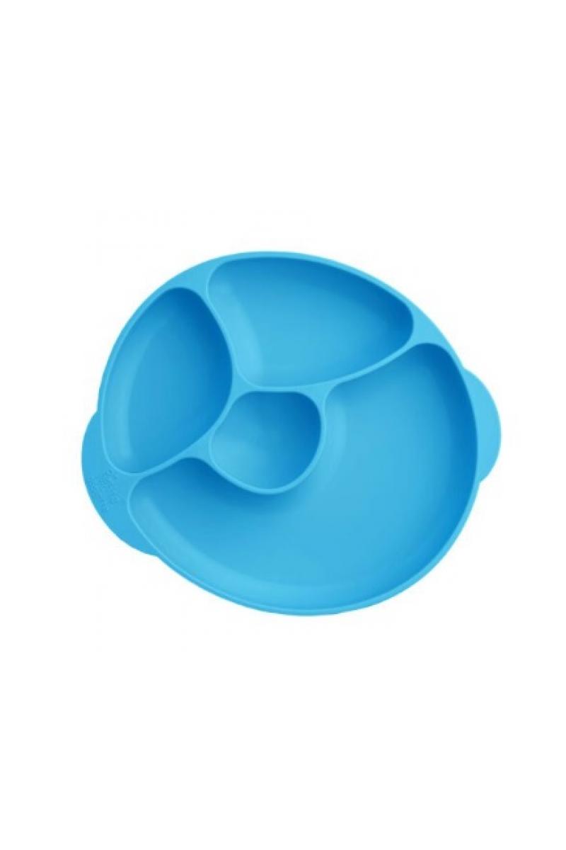 Assiette compartimentée en silicone - Bleue