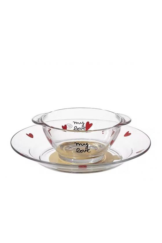 Set repas assiette et bol coeurs + ventouse universelle