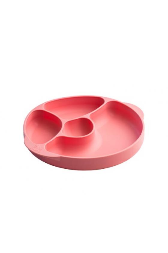 Assiette compartimentée en silicone - Rose