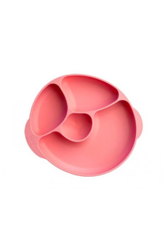 Assiette compartimentée en silicone - Rose