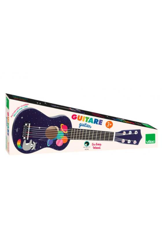 Guitare en bois - Arc-en-ciel