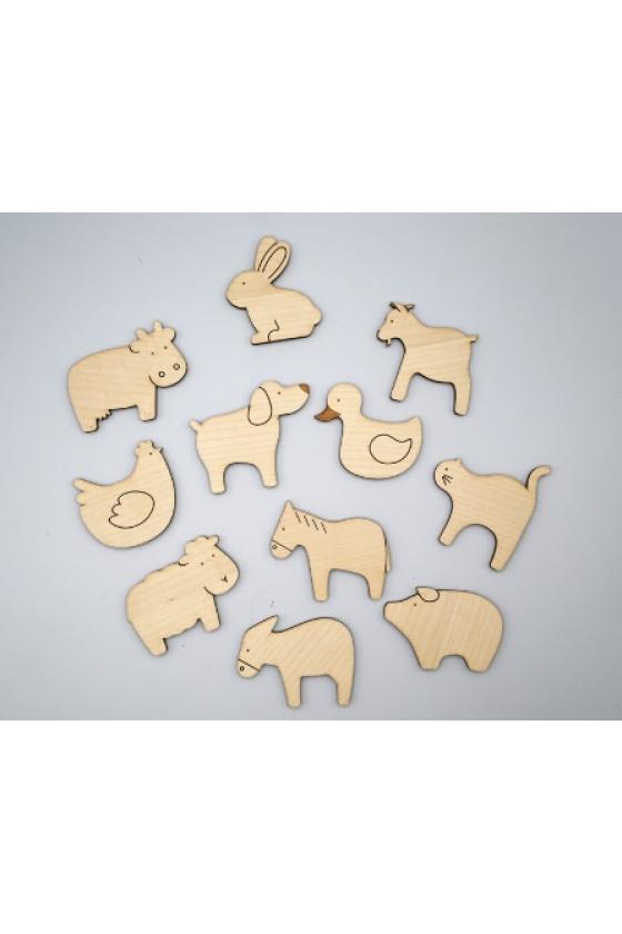 Magnets en bois - Animaux de la ferme