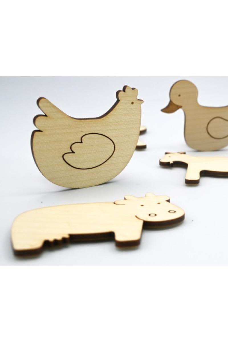 Magnets en bois - Animaux de la ferme