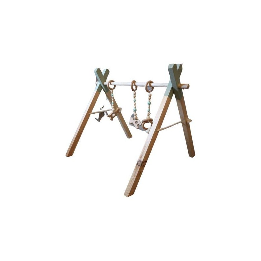 Arche d'éveil avec 3 hochets - Vert scandinave